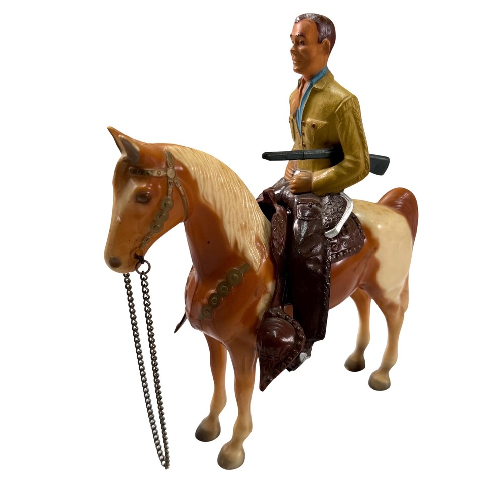 Vintage Breyer Cowboy Brown Pinto Horse Western Pony Rider Saddle 1950s